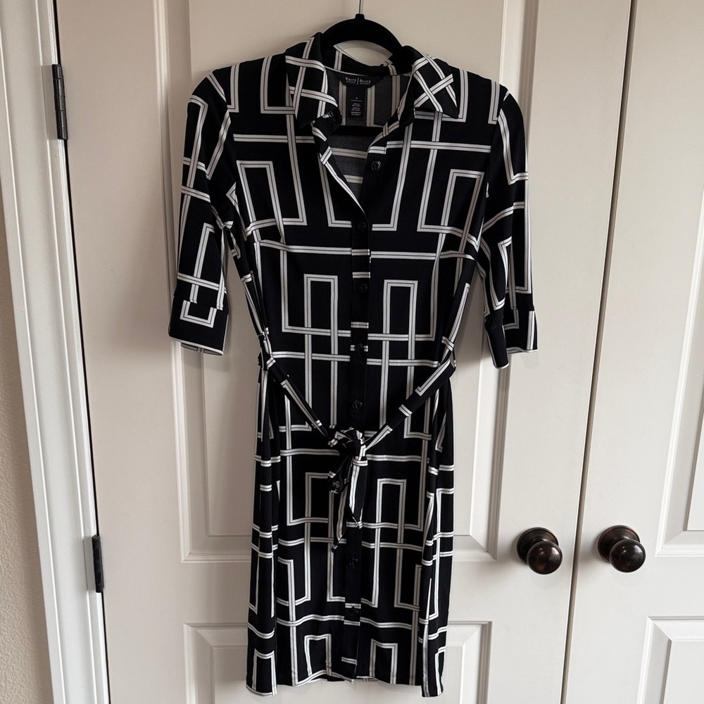 Geometric Black and White Dress